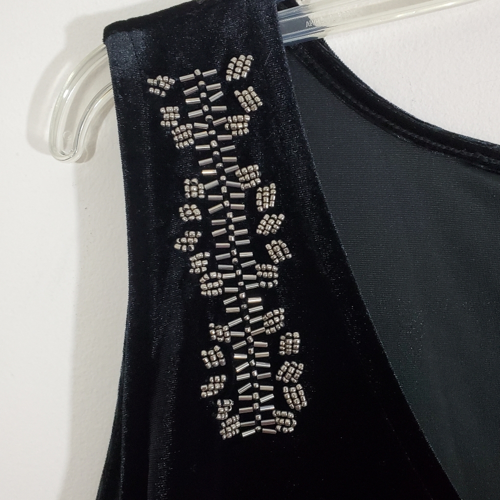 NWT Velvet Lane Bryant Velour Beaded Sleeveless Top Black Size 22 24 Dressy - Picture 3 of 11
